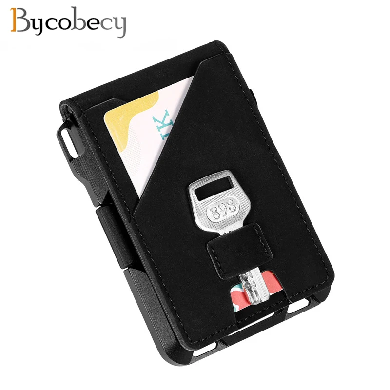

Bycobecy 2020 ID Smart Card Holder High Quality Business Card Case Fashion Aluminum Box Metal Men and Women RFID Money Bag