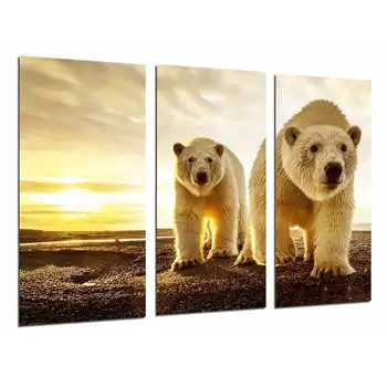 

Animal Bear Fleece Mom and Baby Sunset, Wildlife, photo print on wood, modern picture decorative 26791