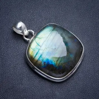 

Natural Blue Fire Labradorite Handmade Unique 925 Sterling Silver Pendant 1.5" Y5106