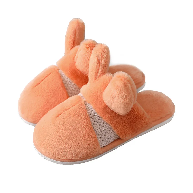 

Winter Furry House Slippers Women Warm Rabbit Hair Shoes Cute Cartoon Dog Couples Lovers Cotton Indoor Slippers Men Casual Shoes