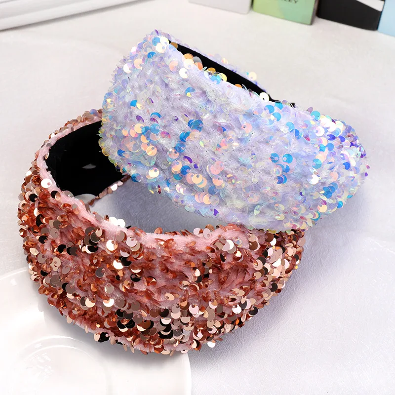 Vintage Fish scale Bright Sequins Hair Bands For Women Headband Hoop For Hair Accessories Girls bandeau cheveux haarband