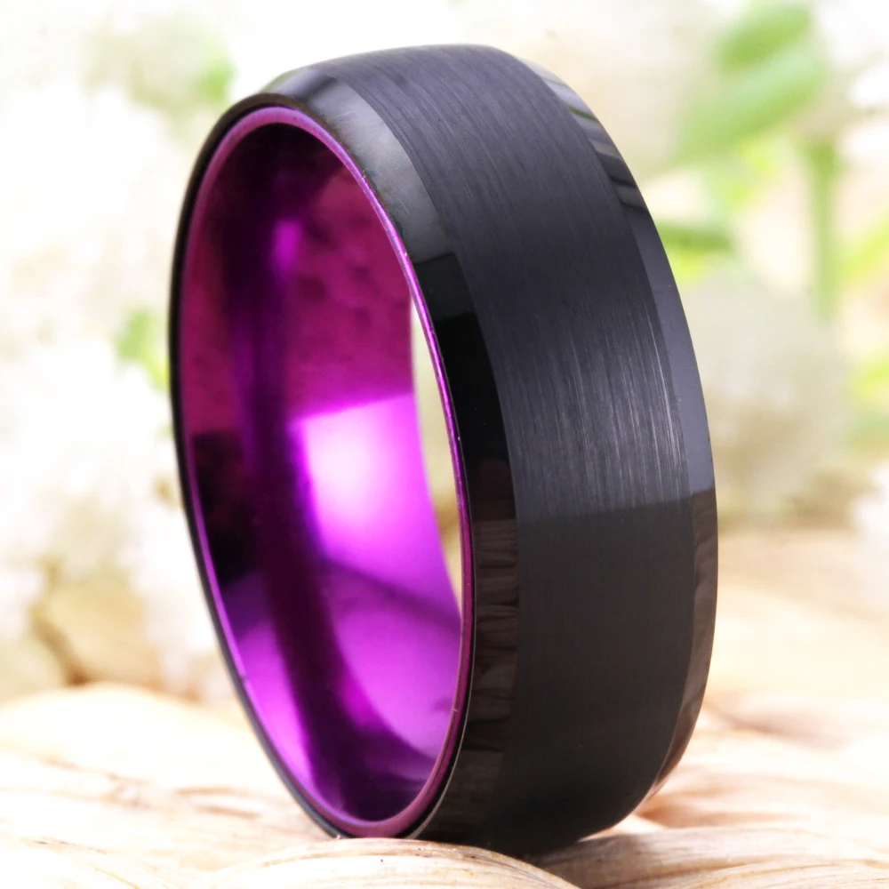 Обручальные кольца для женщин классические вольфрамовые кольца черный вольфрамовый с фиолетовый алюминий обручальное кольцо гравировка на заказ