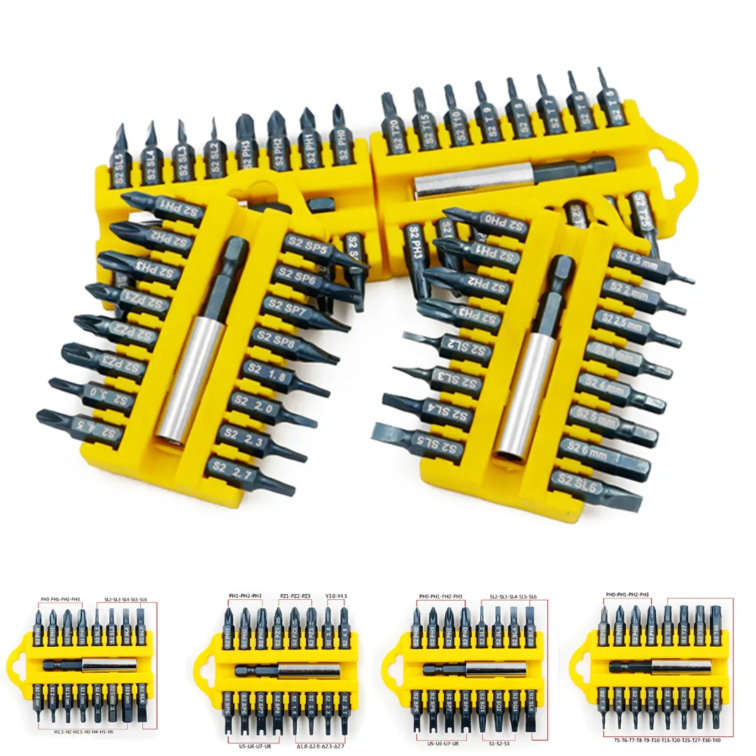 DWZ 17Pcs/Set 4 Type Tamper Proof Torx Hex Star Bit Magnetic Holder Screwdriver Bits
