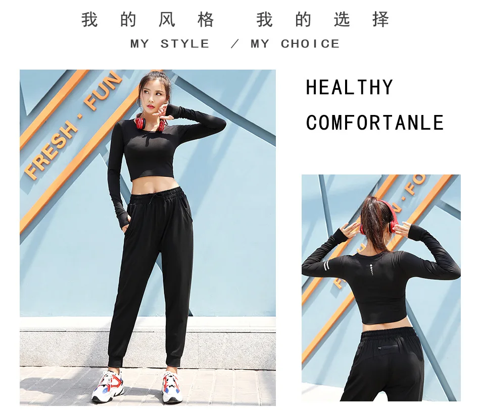 New reflective long sleeve shirt with exposed navel reflective polka dots slim exercise lady fitness jacket