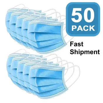 

Disposable Face Masks 3-layer Non Woven Protective Masks 50pcs Earloops Soft Safe Breathable Mouth Masks Anti-Dust Mask In Stock