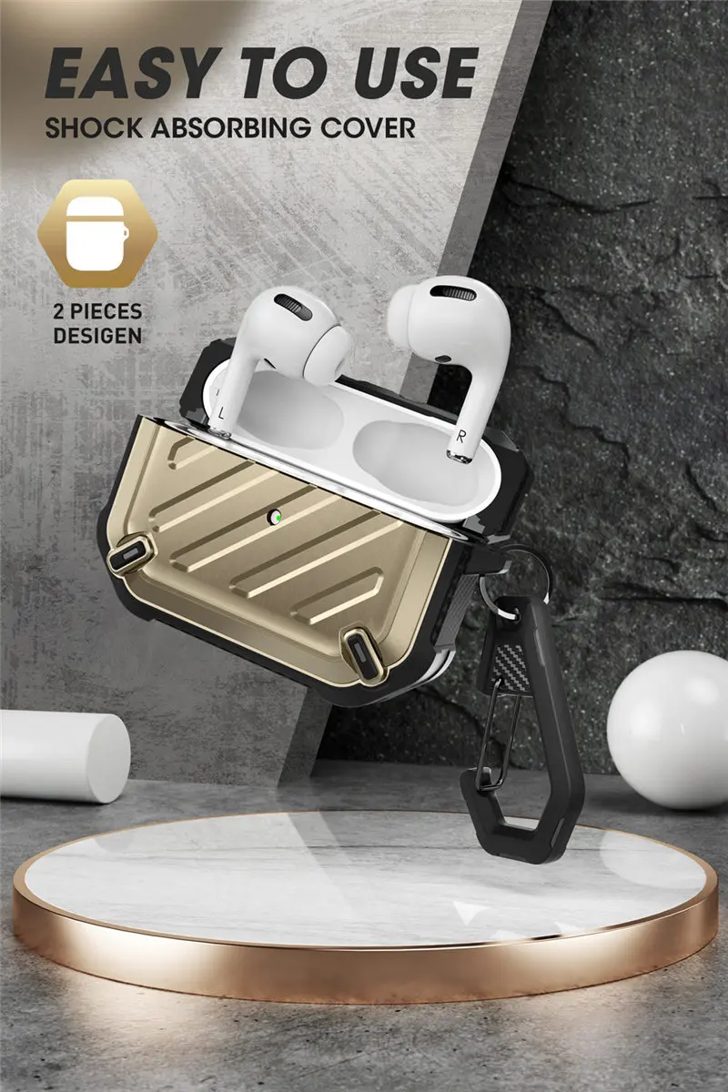 supcase ub pro projetado para airpods pro case capa protetora robusta de corpo inteiro com mosquetão para apple airpods pro