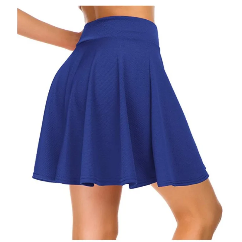 Royal blue Мягкие повседневные юбки хорошего качества с высокой талией, плиссированные красные, черные, оранжевые, желтые, белые мини-юбки, вечерние юбки с эластичной резинкой на талии - Цвет: Royal blue