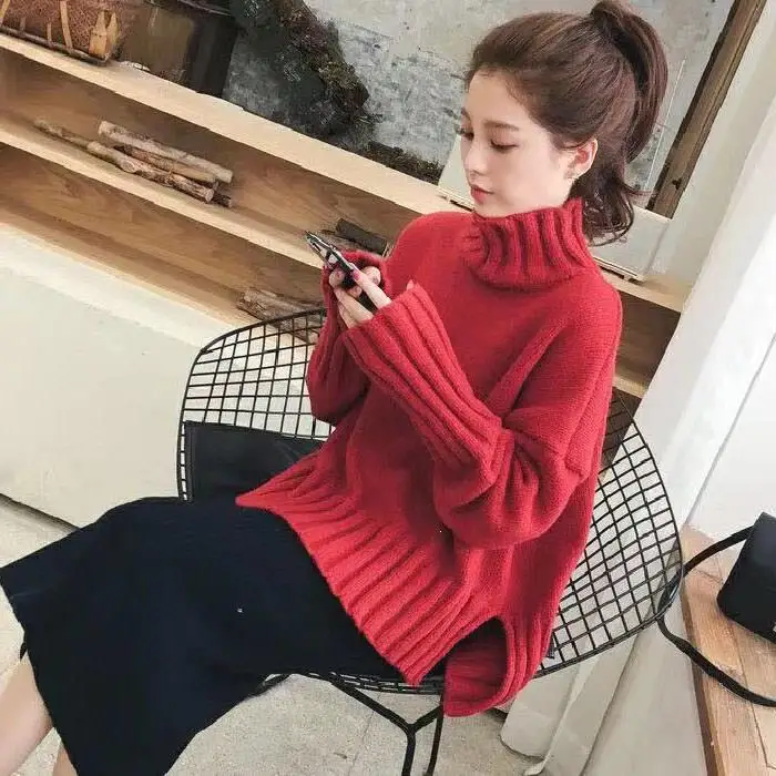 Turtleneck Women Sweater Winter Warm Female Jumper Casual Thick Sweaters Ribbed Knitted Pullover Top | Женская одежда