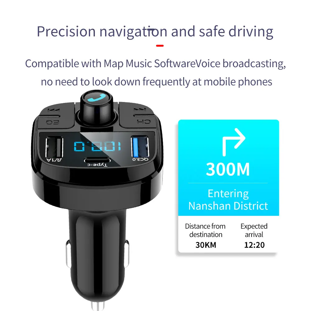 RAXFLY универсальная Быстрая зарядка 3,0 Bluetooth автомобильное зарядное устройство быстрое USB зарядное устройство для телефона fm-передатчик Зарядка для телефона в автомобиле