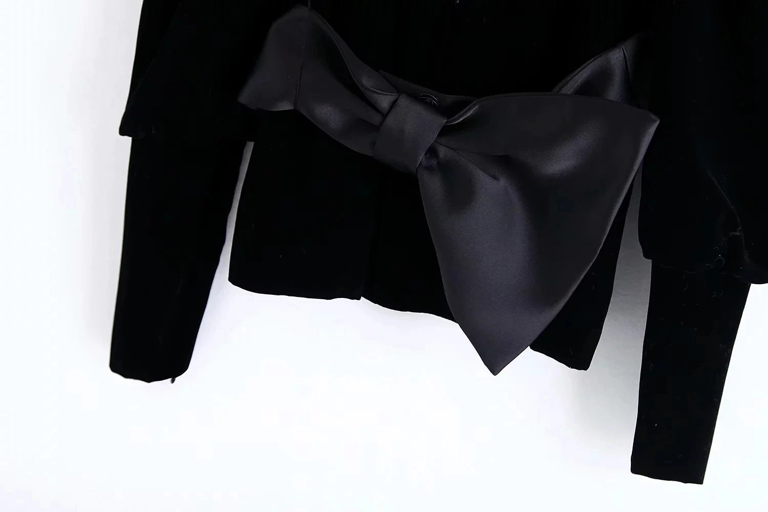 Винтажные бархатные куртки с v-образным вырезом, Женское пальто, элегантные вечерние куртки с длинным рукавом и бантом, женское повседневное офисное пальто