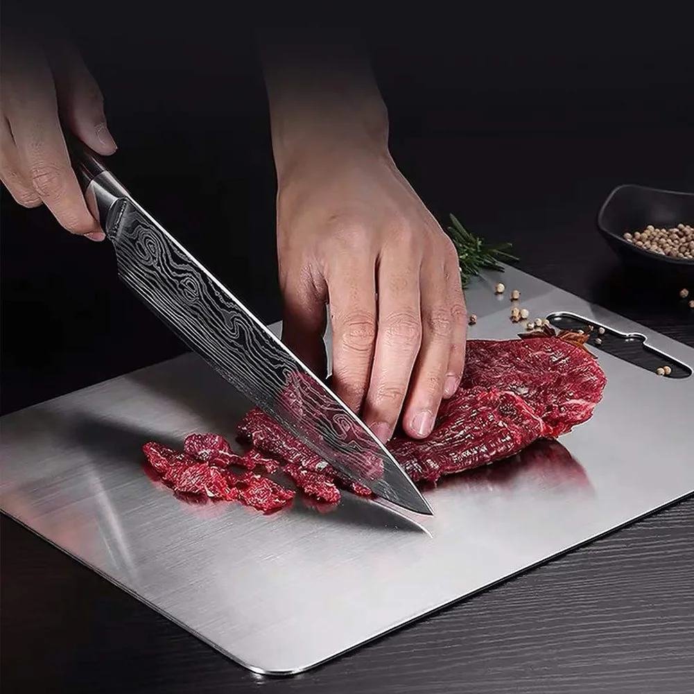  Kitchen 304 Stainless Steel Cutting Board Large Metal Chopping Board Solid and Durable Easy Clean A - 4000244367012