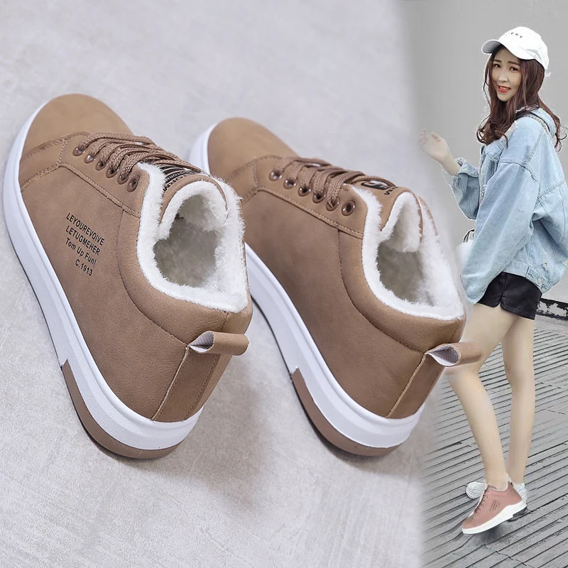 

Новинка 2021, зимние ботинки, женские ботильоны, теплые зимние женские ботинки из искусственной кожи с плюшевой подкладкой, кроссовки на плоской подошве, короткие зимние ботинки на шнуровке, женские ботинки