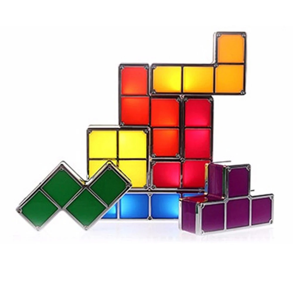  Night Lamp Tetris Block ABS DIY Puzzle Constructible Decorate Night Light LED Light Full Contact St