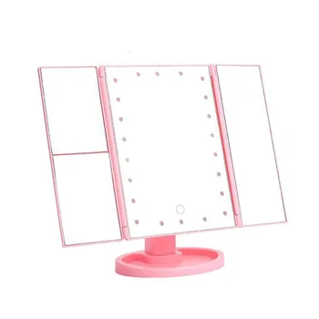 

Led Touch Induction MakeupMirror Three Sides Fold Bring Lamp Mirror Desktop Benchtop Mirror Originality Fold Dressing Mirror