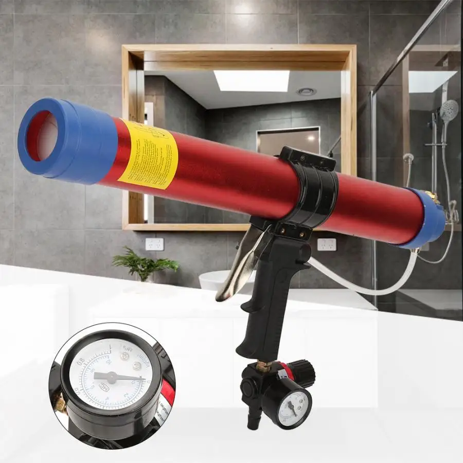 600ml Pneumatic Sealant Gun Soft Glue Air Hand Tool with Speed Gauge for Architectural Decoration | Инструменты