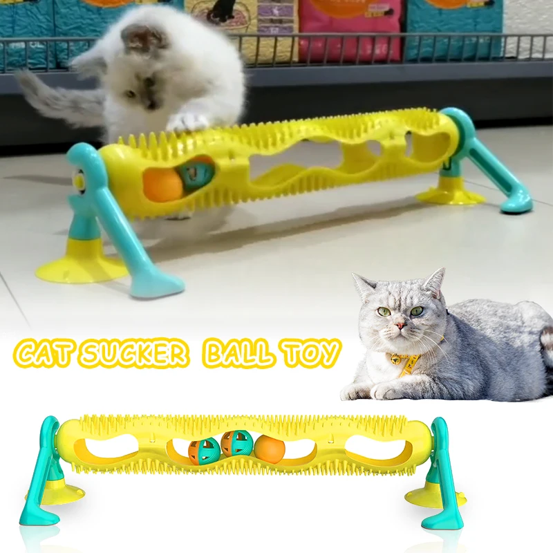 

Cat Toys Interactive Track Ball Toy catnip Balls Glass Window Suction Cup Massage Plastic Sucker funny cat Game Intelligence Toy