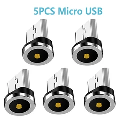 Magnetic Cable Adapter with 360° Rotating Round Tip - Micro USB & Type C Charging (5pcs micro plug)