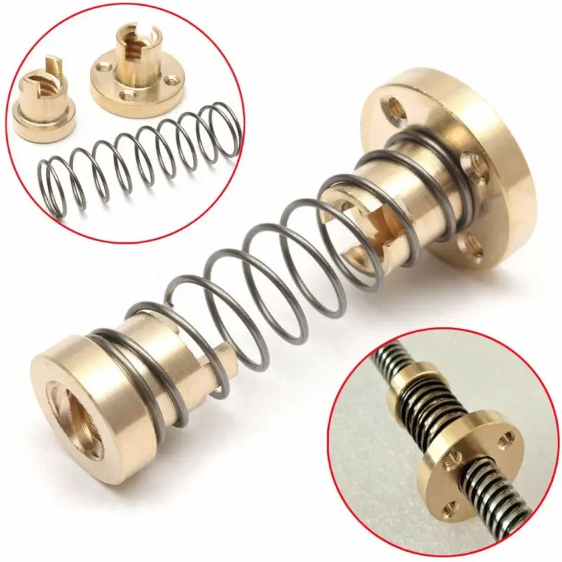 

8mm T8x2 Printer Spare Parts Lead Screw 200-500mm Trapezoidal Acme Rod Anti-Backlash Nut printer parts accessories