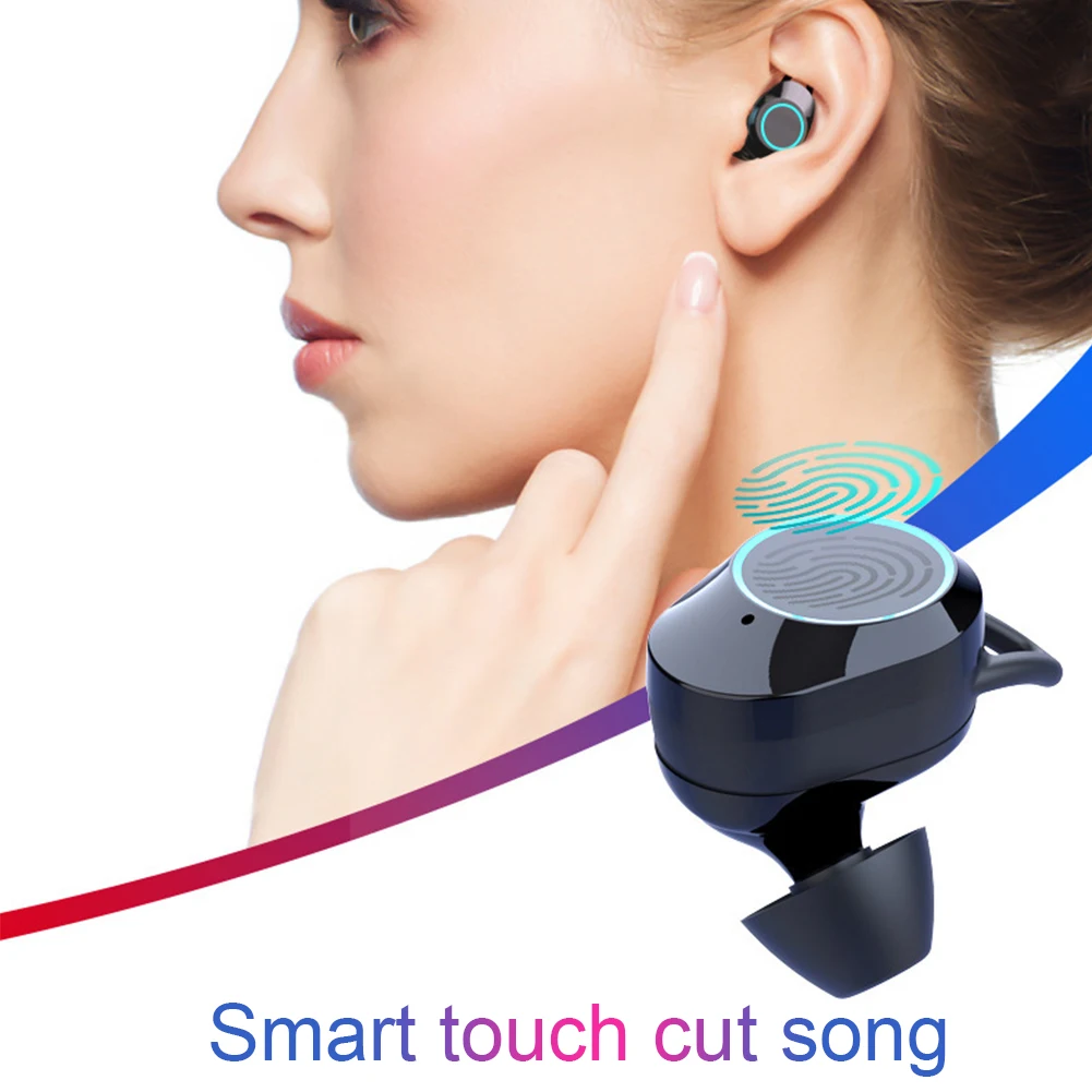 Bluetooth наушники с сенсорным управлением сабвуфер беспроводной стерео спортивный цифровой дисплей Автоматическое Сопряжение музыка внешний аккумулятор эргономичный