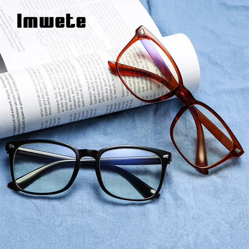 Imwete Retro Anti Blue Light Glasses Women Men Clear Computer Eyeglasses Goggles Male Female Transparent Spectacles Frames