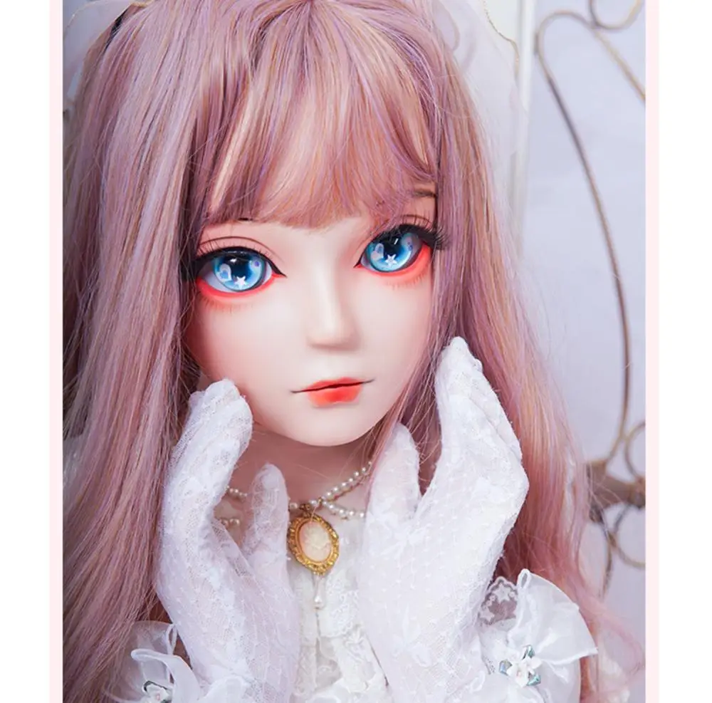 (HIDOLLS 25) Handmade Female Girl Silica Resin Half Head Cosplay Japanese Role Play BJD Kigurumi Masks Crossdresser Doll Mask