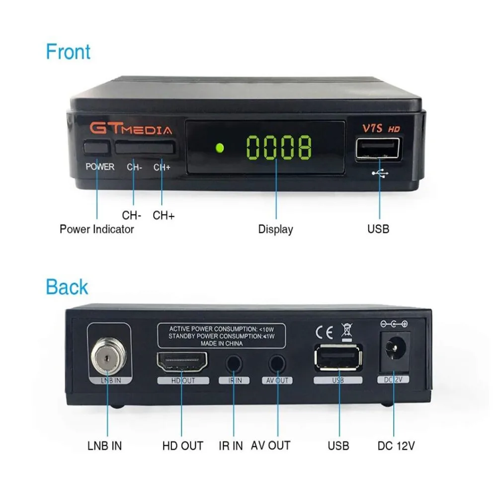 FTA 1080P Gtmedia v7s hd DVB S2 спутниковый ресивер с usb wifi Full HD цифровой обновление Freesat v7