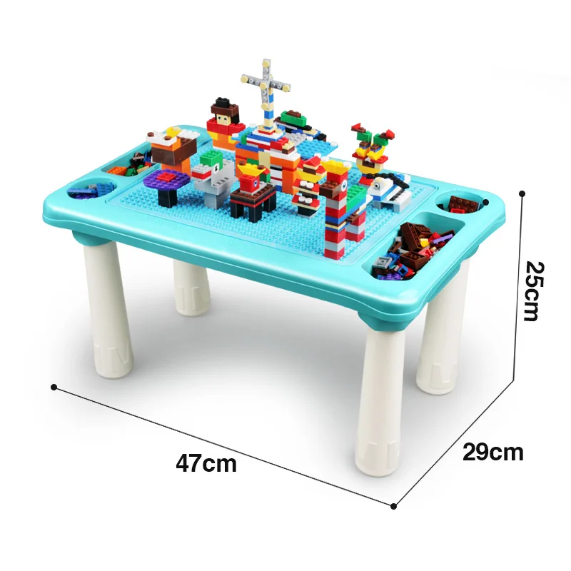  2019 Building Blocks Table With 300 Blocks Desk Base Plate Multi Functions Study Table For Children