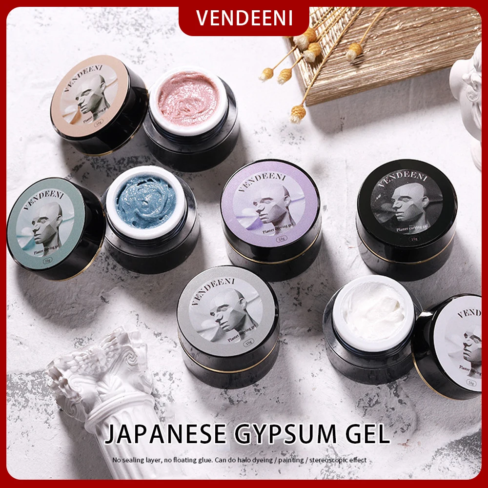 Vendeeni 3D Drawing Gel Nail Art Plaster Effect Sand Texture  Gel Polish UV No Need Top Coat Nail Art Gel Polish Gypsum Varnish