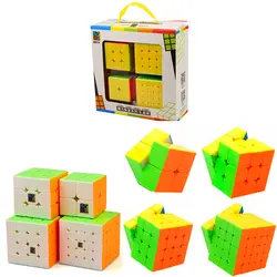 QIYI2x2 3x3x3, 4x4x4, 5x5x5 комплектов в наборе, настоящий магический скоростной наклейка в виде кубика, менее Профессиональный 2x2, 3x3x3, 4x4x4 5x5x 5-слойный