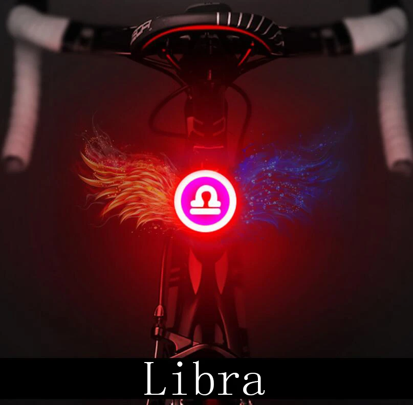 12 Constellation USB Charging Bicycle Lights Plastic Aluminum Alloy Waterproof Bike Taillight Bicycle Accessories