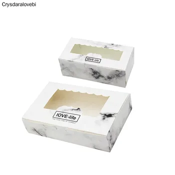 

40PCS Gift Box Packaging Paper Windows Gift Boxes For Cookies Candy Sweet Marble Boxes Wedding Craft Paper Cardboard Birthday