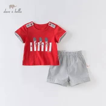 

DB13361 dave bella summer baby boys fashion cartoon striped clothing sets kids handsome short sleeve sets children 2 pcs suit
