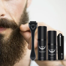 Kit para crescimento de barba, óleo mais grosso, condicionador conjunto com rolo de crescimento para barba
