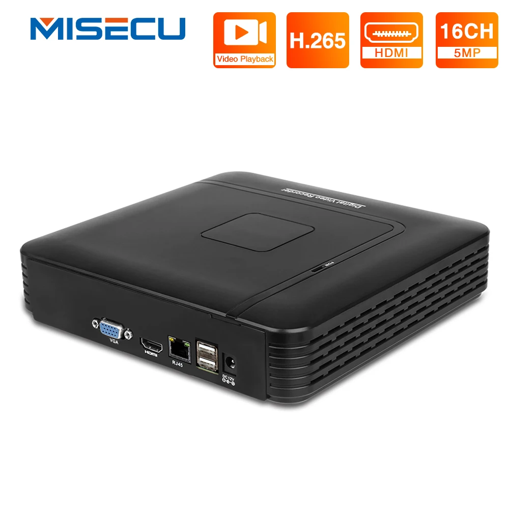 Видеорегистратор MISECU для системы видеонаблюдения H.265 Max 5 МП 16 каналов с датчиком