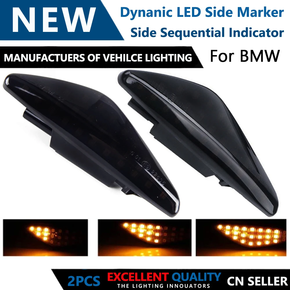 

2PCS Clear/Smoke Dynamic Flowing LED Side Marker Signal Light For BMW X5 E70 X6 E71 E72 X3 F25 Sequential Blinker Lamp Amber
