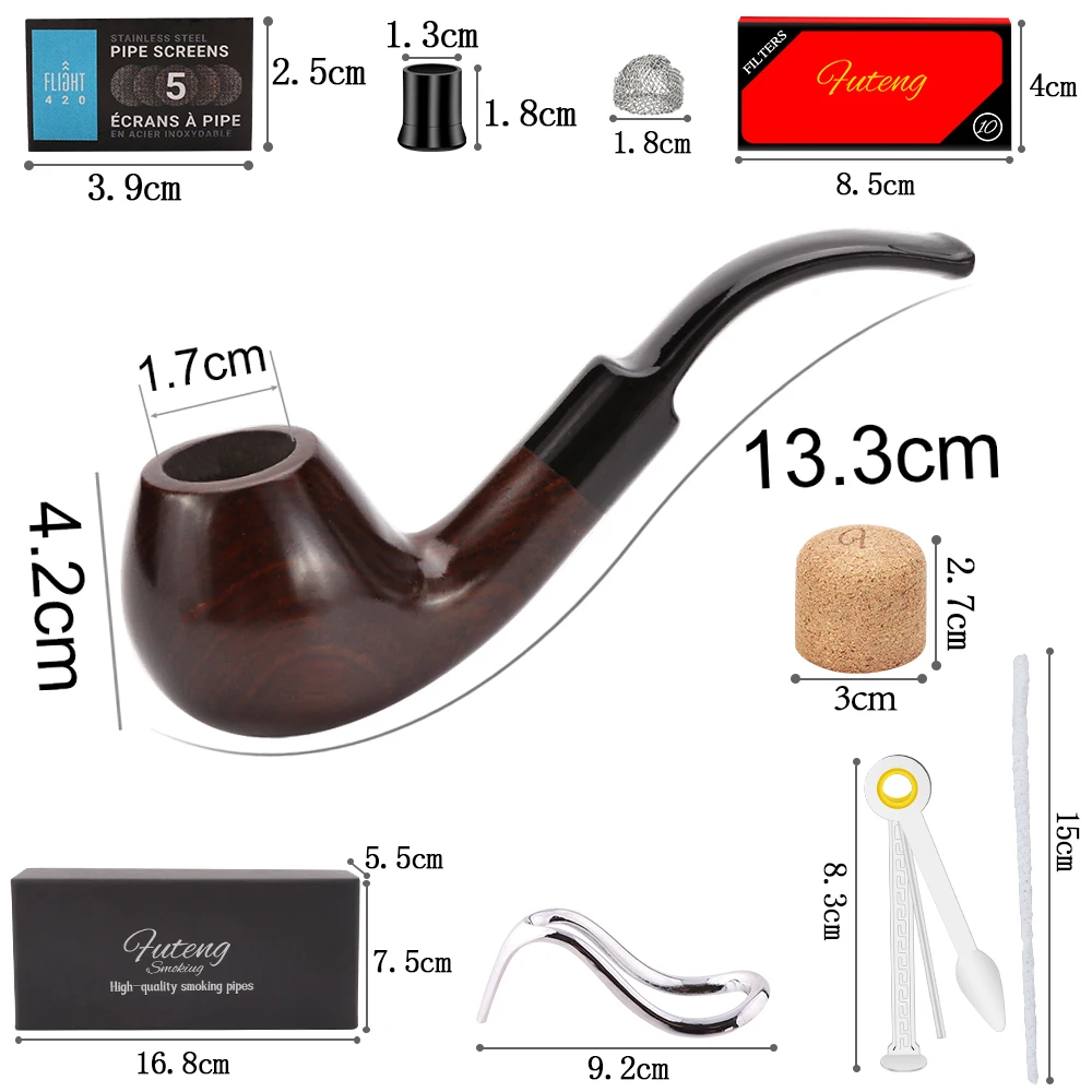 

Ebony Tobacco Pipe with Acrylic Bent Saddle Mouthpiece Men Bent Ebony Smoking Pipe Set Accessories