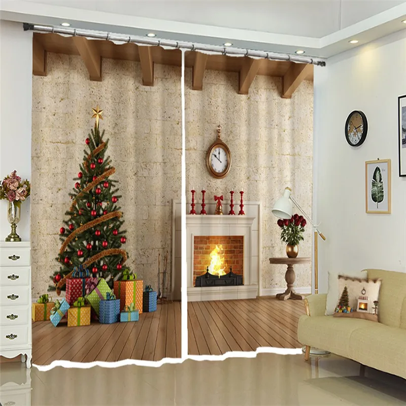 Современные 3D затемненные занавески гостиницы счастливого Нового года Рождественская елка рисунок плотные занавески для спальни для гостиной Rideaux