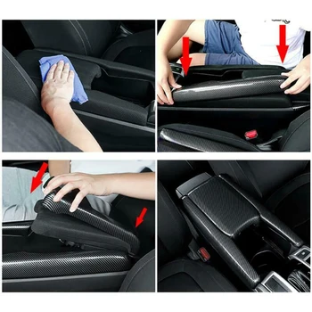 

Black Central ABS Armrest box panels 3 pieces set Interior Carbon Fiber Look New