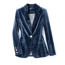 Black Gold velvet Suit Jacket Women 2021 Spring Autumn New Female Elegant Temperament Slim Outwear Plus size Lady Blazer Coats