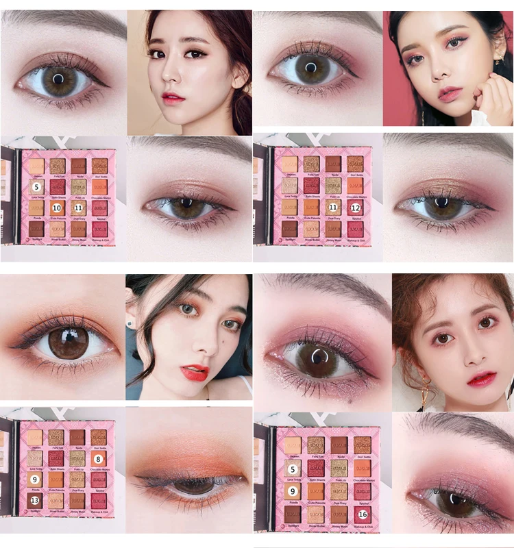 2019 Makeup Private Label 16 Color Eyeshadow Matt Shimmer Eyeshadow