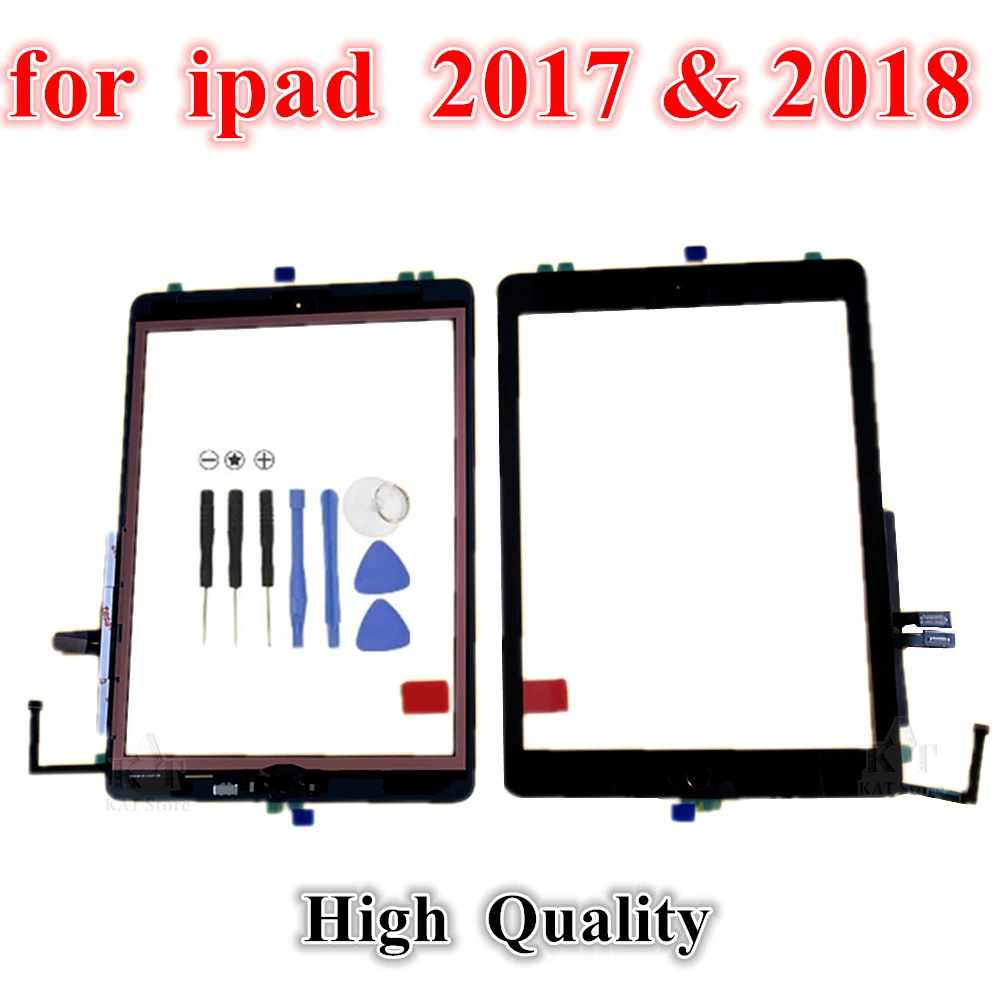 1 Pz Per Ipad 5 2017 5Th 2018 A1893 A1954 9.7 Pollici Touch Screen Digitizer Glass Con Home Button Assembly + Strumenti Parti Di Riparazione