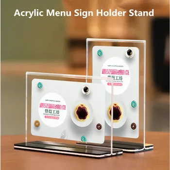 

A4 Acrylic Price Name Card Label Stand Poster Display Stand Counter Menu Leaflet Flyer Poster Sign Holder