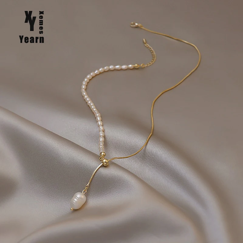 2023 New Elegant Natural Baroque Pearl Chain Necklace For Woman s Sexy Neck Chain Accessories For