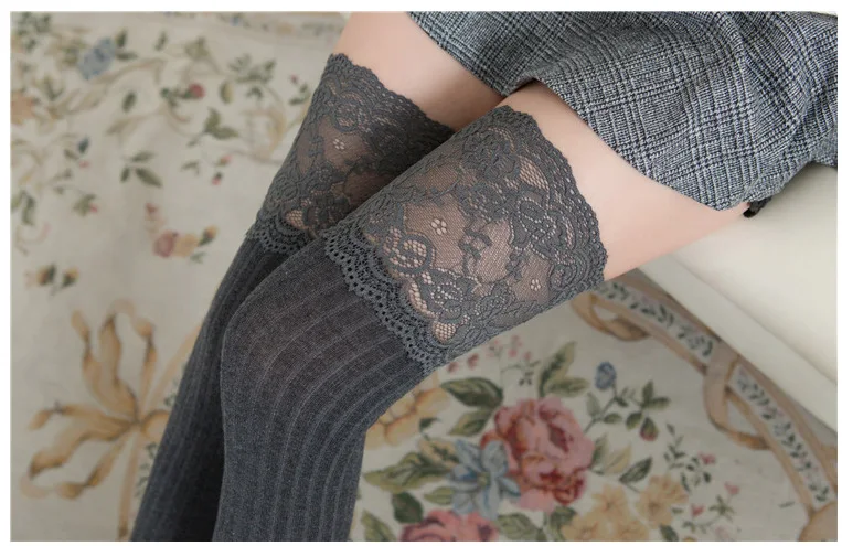 Hot Selling Supply Of Goods Spring And Autumn Cotton Knitted Foot Sock Leg Sleeve Lace over-the-Knee Stockings Bunching Socks