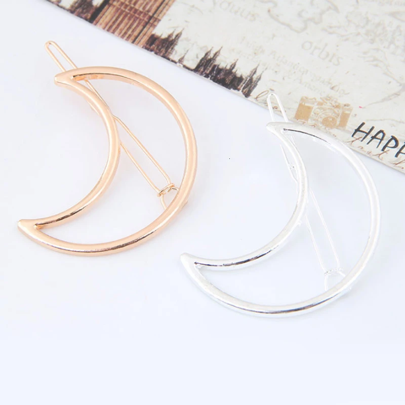 Fashion Simple Hollow Gold Moon Hair Clips For Women Hair Accessories Punk Jewelry Hairpins Girls Barrette Pince Cheveux Femme
