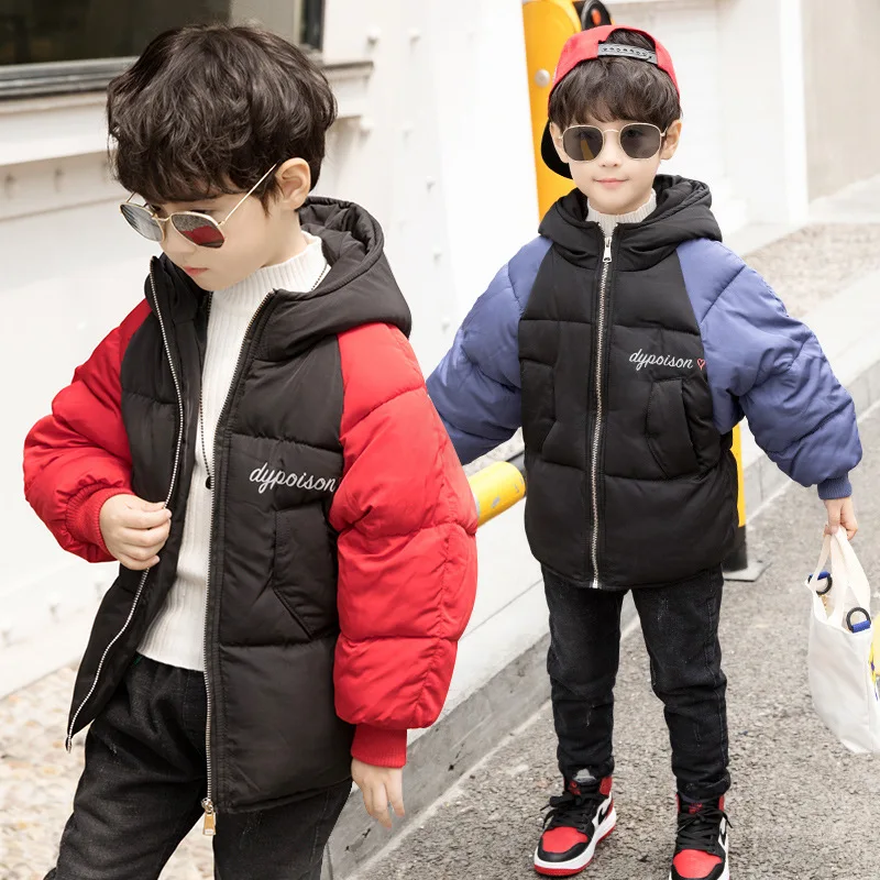 

2019 New Style Casual CHILDREN'S Cotton Clothes BOY'S Winter Cotton-padded Clothes Big Boy Thick Raglan Sleeve down Coat Fashion