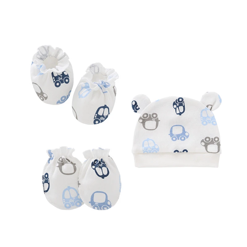 Baby Hats Infant Protection Face Anti Scratching Cotton Gloves Bunny Ear Hat Foot Cover Set Newborn Mittens Socks Beanies Caps baby accessories store near me	 Baby Accessories