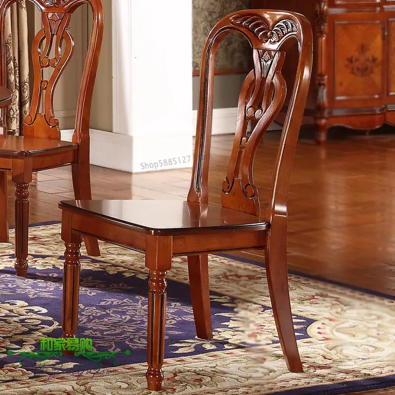Simple European Dining Chair Solid Wood Antique Hotel Coffee American Home Back Restaurant Furnitu |