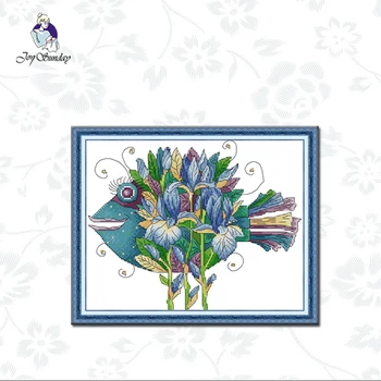 

Joy Sunday,Beautiful fish Counted Cross Stitch kit Fabric 11CT 14CT DIY Embroidery Sets Home Decor Needlework Cross Stitch Kits