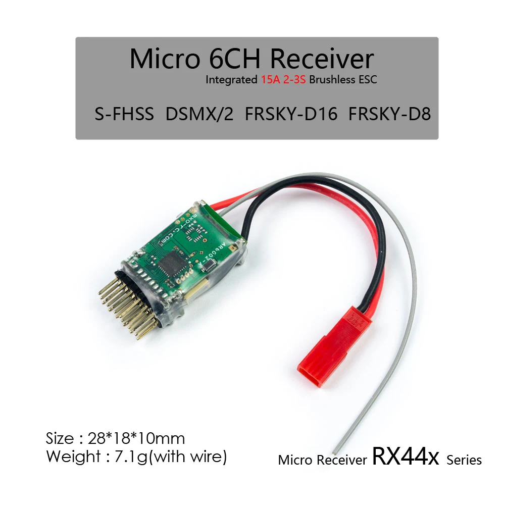 

AEORC RX44X series Mini Micro RX 6CH приемник встроенный 15A 2-3S бесщеточный ESC со стандартной штепсельной вилкой